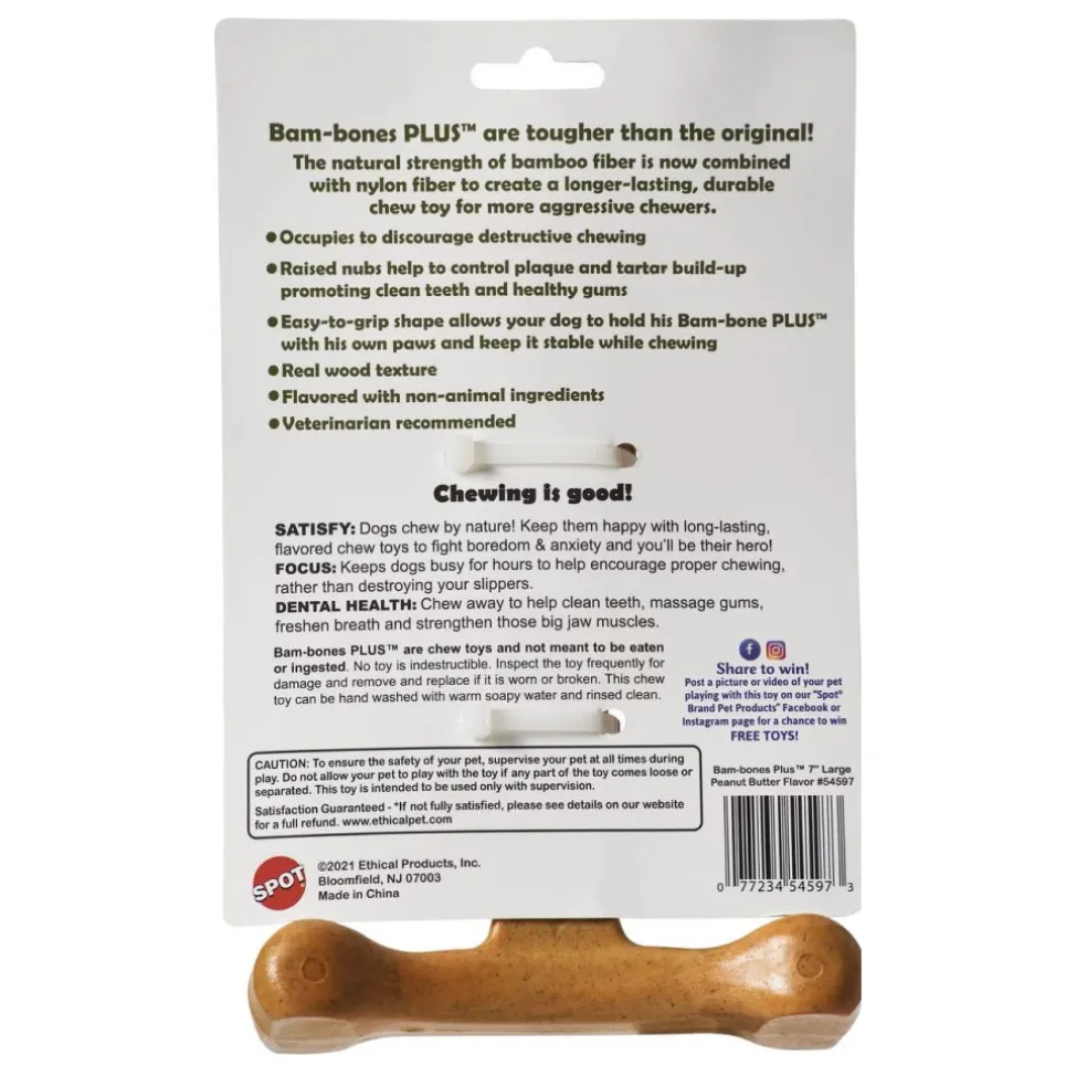 Ethical Bambone Plus Peanut Butter Chew Toy For Dog (7")