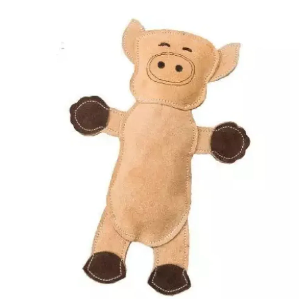 Ethical Dura-Fuse Leather Barnyard Toy For Dogs, assorted characters (11")