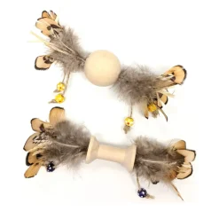 Ethical Love the Earth Wood & Feather Toy For Cats, Assorted Colors