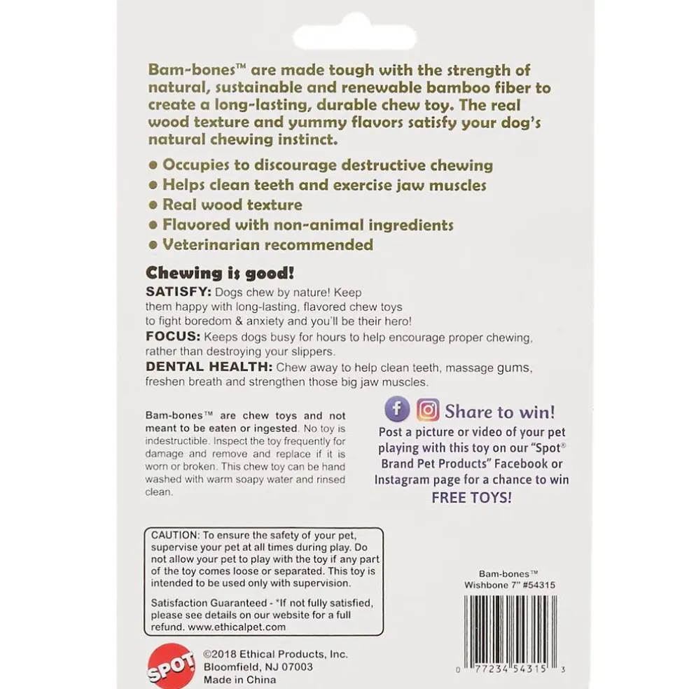 Ethical Pet Bam-bones Bacon Flavored Wish Bone for Dogs