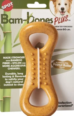 Ethical Pet Bam-Bones Plus Figure 8 Bone Peanut Butter Flavor Dog Chew Toy, 6.5"