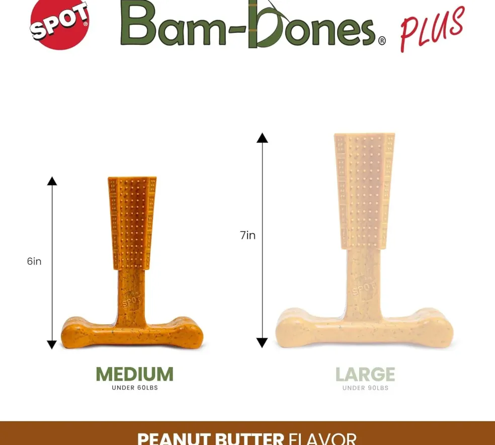 Ethical Pet Bam-Bones Plus Peanut Butter Tough Chew Dog Toy