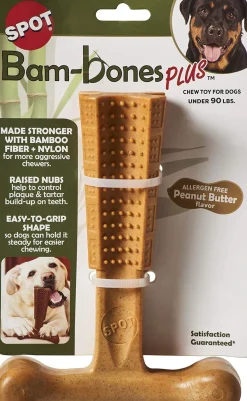 Ethical Pet Bam-Bones Plus Peanut Butter Tough Chew Dog Toy
