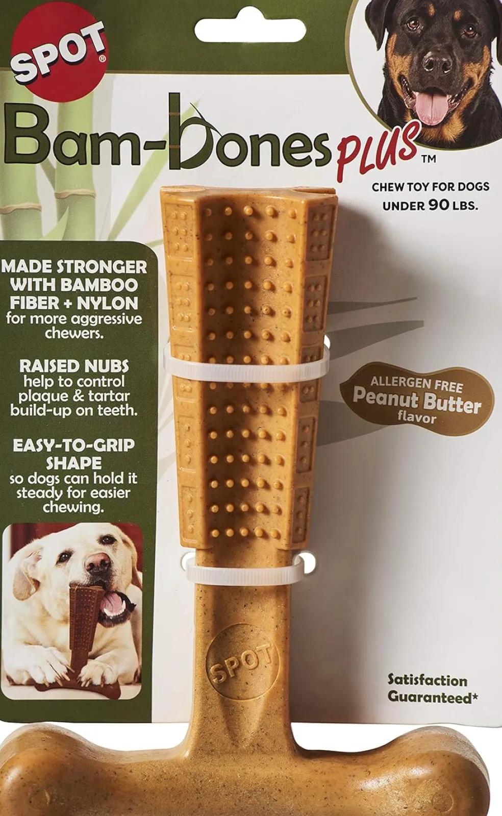 Ethical Pet Bam-Bones Plus Peanut Butter Tough Chew Dog Toy