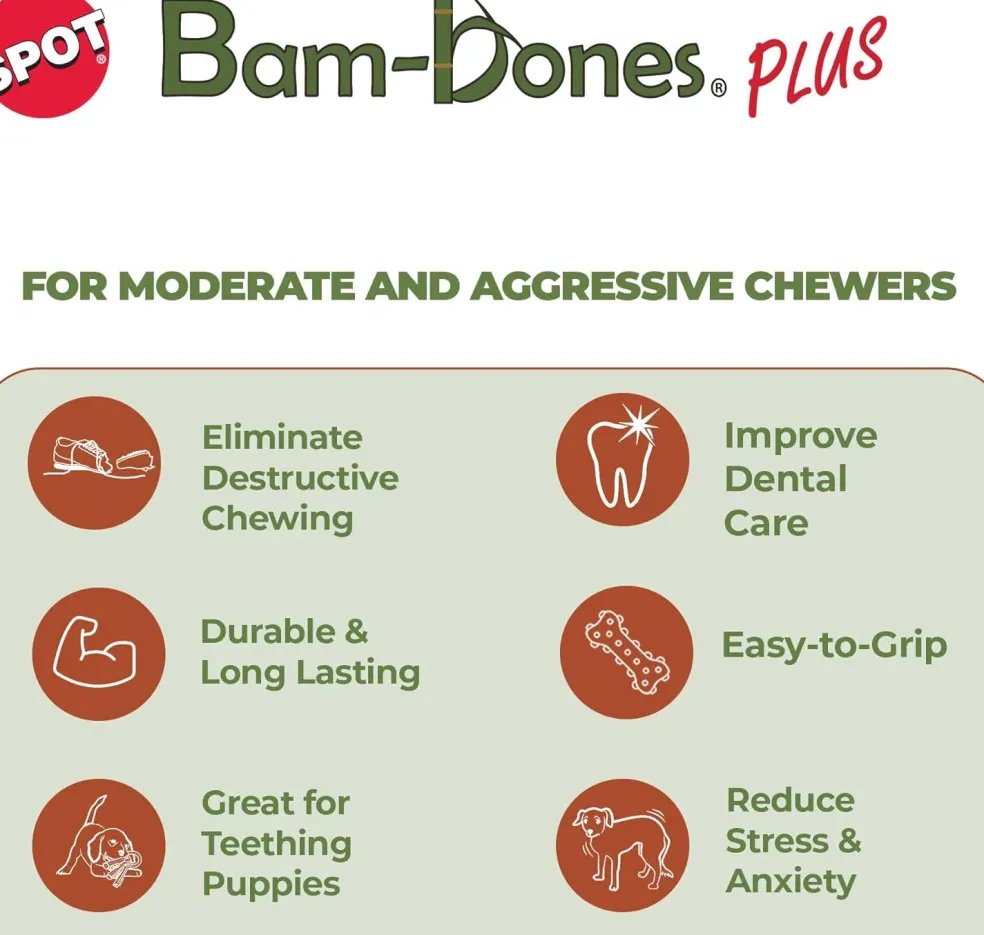 Ethical Pet Bam-Bones Plus Peanut Butter Tough Chew Dog Toy