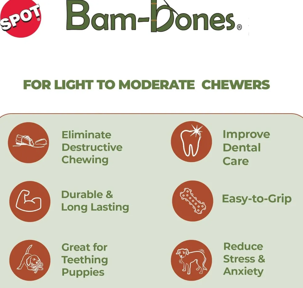 Ethical Pet Bam-Bones Twist Bone Peanut Butter Flavored Dog Chew Toy, 5"