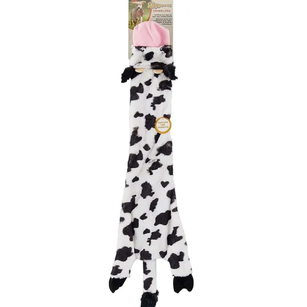 Ethical Pet Skinneeez Crinklers Cow Stuffing-Free Squeaky Plush Dog Toy