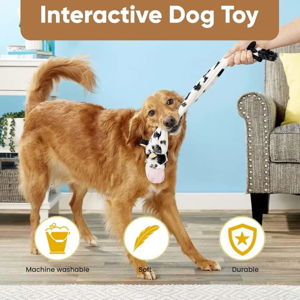Ethical Pet Skinneeez Crinklers Cow Stuffing-Free Squeaky Plush Dog Toy