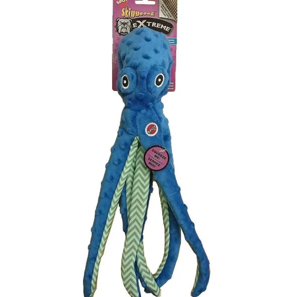 Ethical Pet Skinneeez Extreme Stuffing-Free Squeaky Octopus Plush Dog Toy, Color Varies, 16"