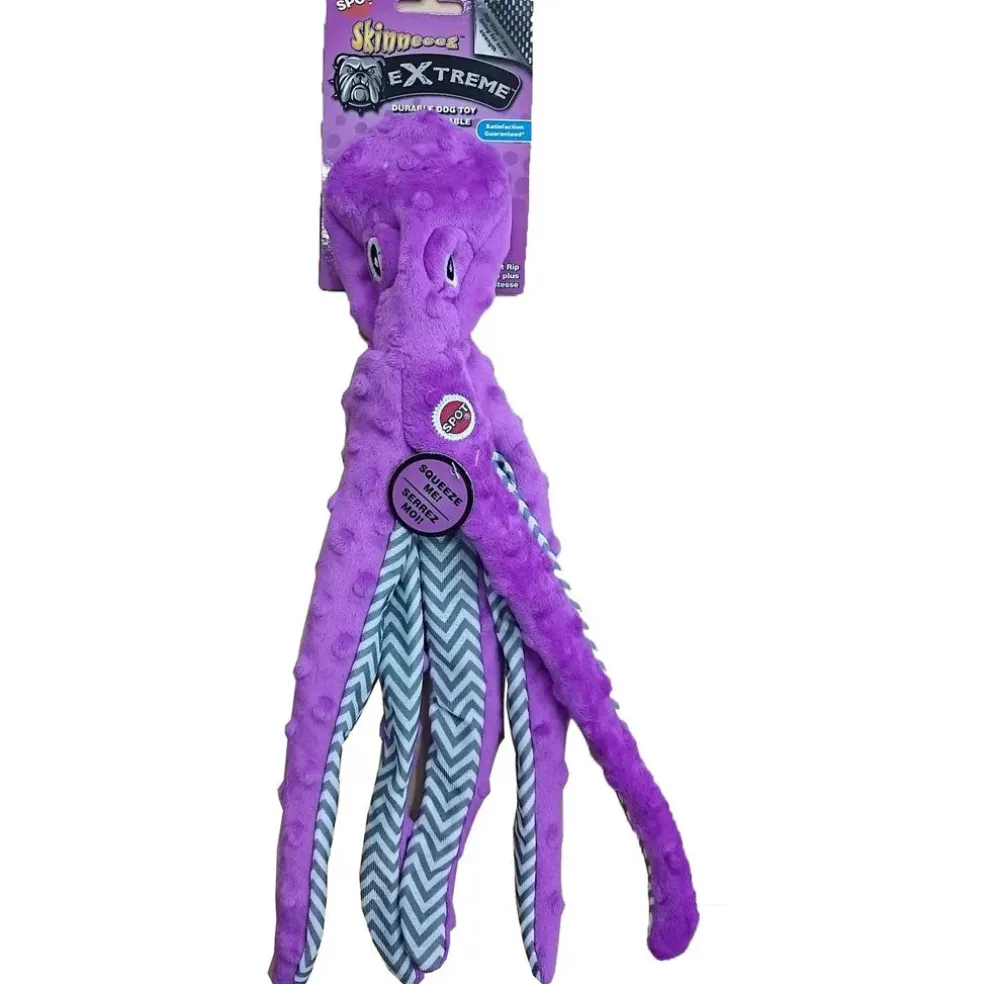 Ethical Pet Skinneeez Extreme Stuffing-Free Squeaky Octopus Plush Dog Toy, Color Varies, 16"
