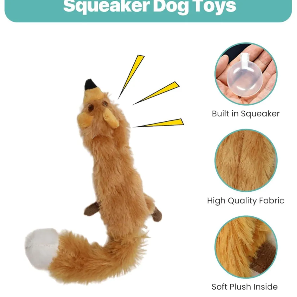 Ethical Pet Skinneeez Forest Series Stuffing-Free Plush Fox Toy for Dogs