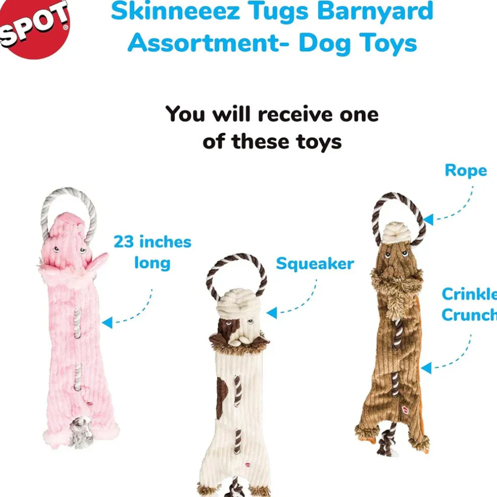 Ethical Pet Skinneeez Tugs Dog Toy Barnyard, Assorted, 23"
