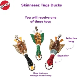 Ethical Pet Skinneeez Tugs Duck Stuffing-Free Toy for Dogs, assorted colors