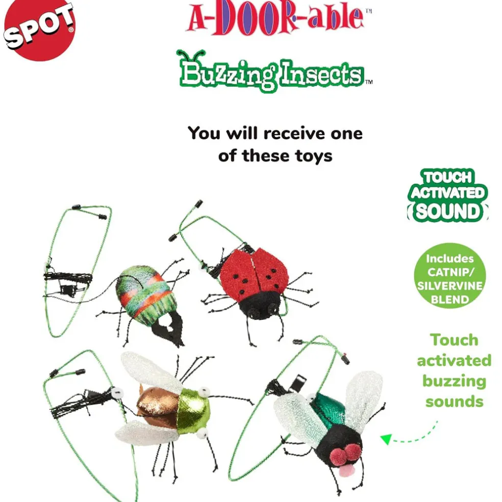 Ethical Pet Spot Buzzing Insects A-Doorable Cat Toy, Assorted