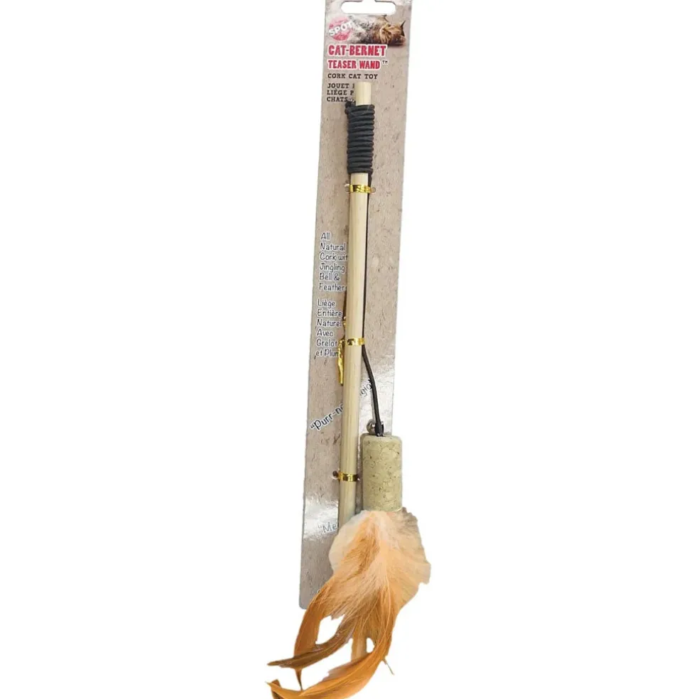 Ethical Pet Spot Cat-Bernet Cork Teaser Wand Cat Toy, Assorted, 36"