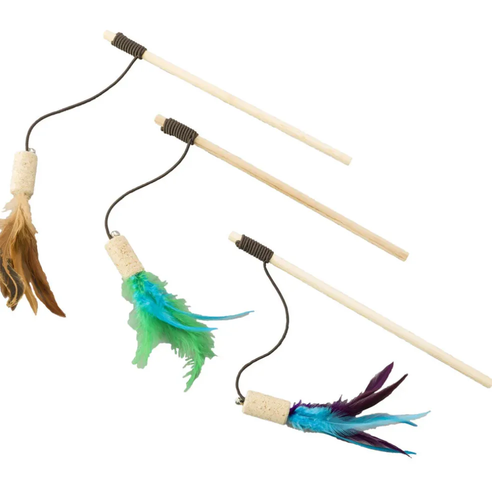 Ethical Pet Spot Cat-Bernet Cork Teaser Wand Cat Toy, Assorted, 36"