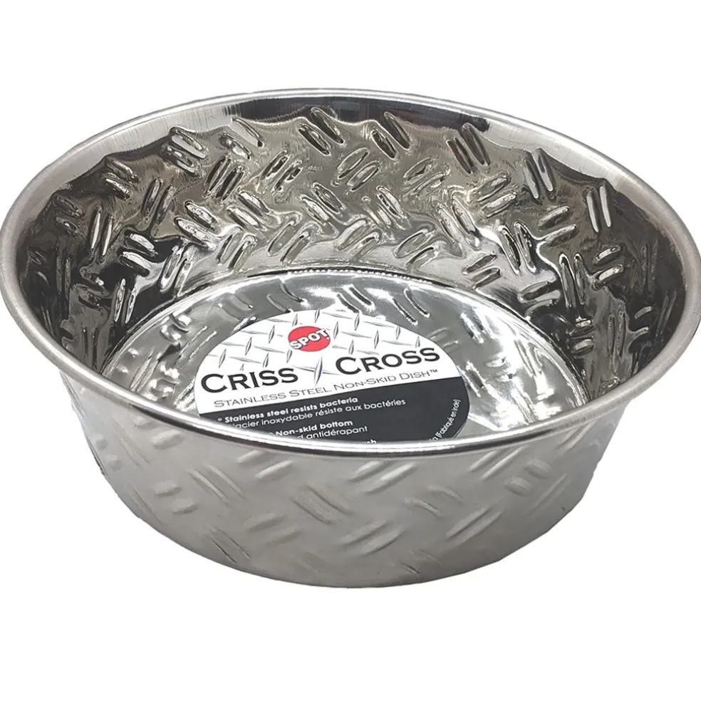Ethical Pet Spot Criss-Cross Stainless Steel No-Skid Dog Bowl
