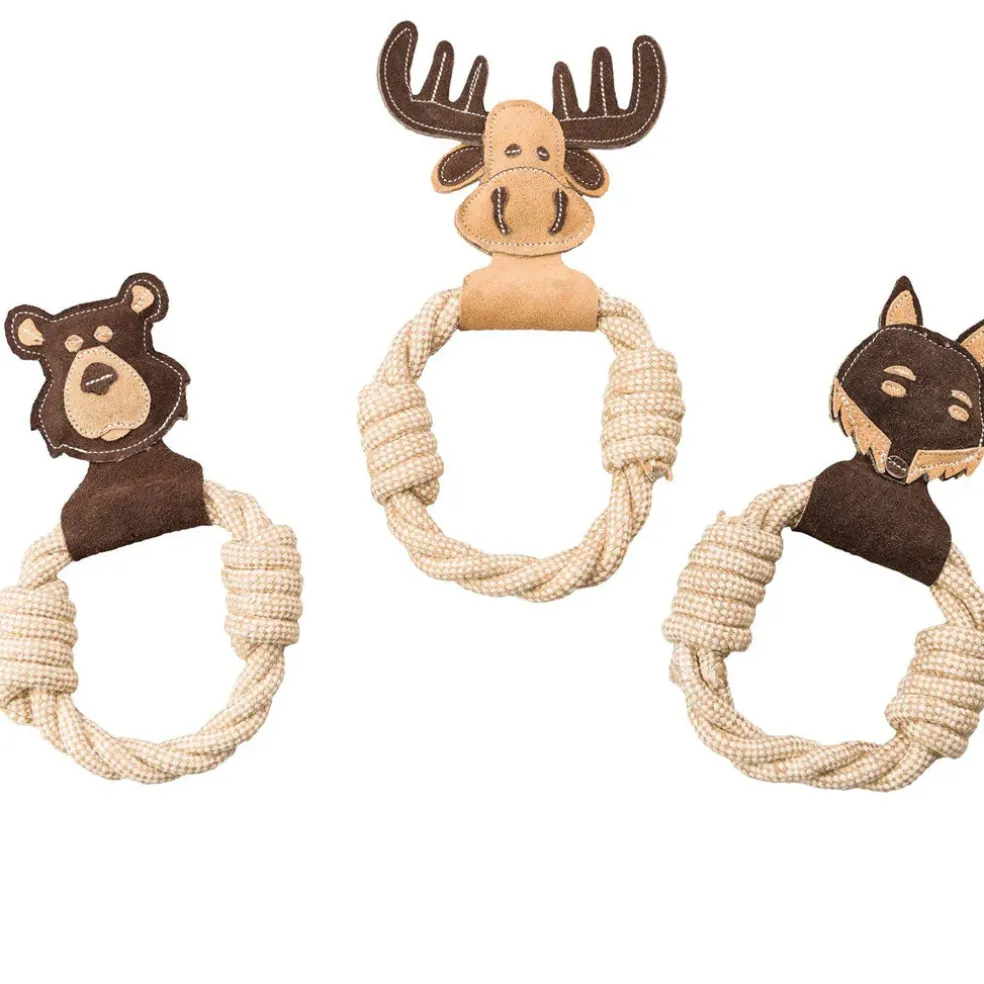 Ethical Pet Spot Dura-Fused Leather Animal Forest Ring Dog Toy, Character Varies