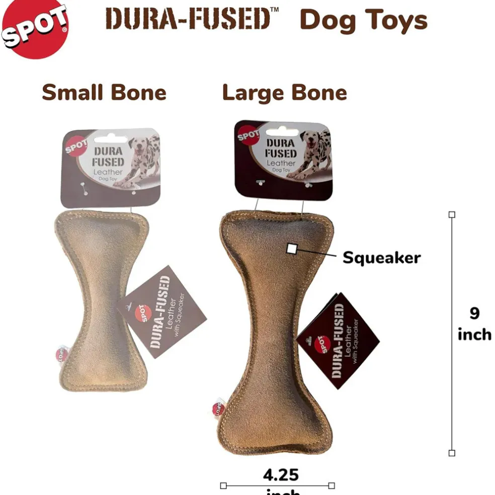 Ethical Pet Spot Dura-Fused Leather Bone Dog Toy, 9"