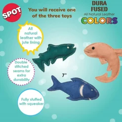 Ethical Pet Spot Dura-fuse Leather Fish Dog Toy, Character Varies, 7