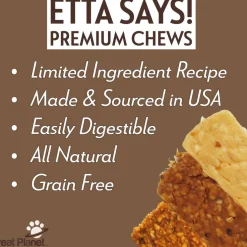 Etta Says! Premium Crunchy Chew Bars Pork + Apple Dog Treats, 12 count