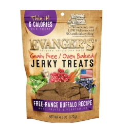 Evanger's Grain-Free Oven Baked Buffalo Recipe Jerky Treats for Dogs (4.5 oz)