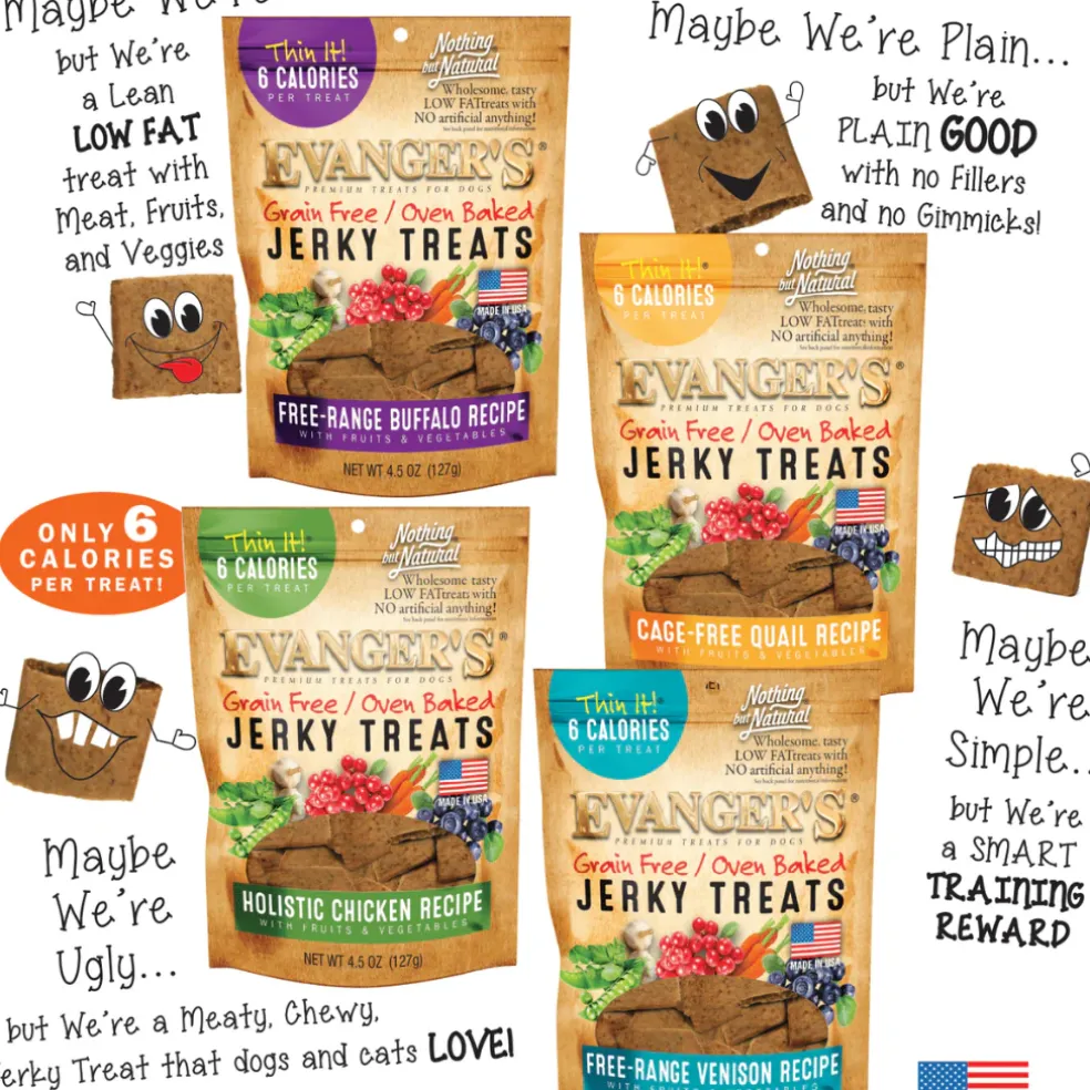 Evanger's Grain-Free Oven Baked Qauil Recipe Jerky Treats for Dogs (4.5 oz)