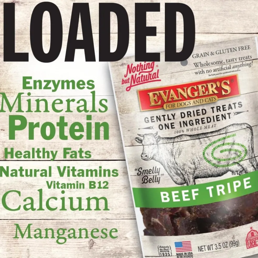 Evanger's Nothing but Natural Gently Air Dried Beef Tripe Dog & Cat Treats (3.5 oz)