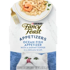 Fancy Feast Appetizers Oceanfish with a Shrimp Topper Lickable Cat Treats, 1.1-oz tray, case of 10
