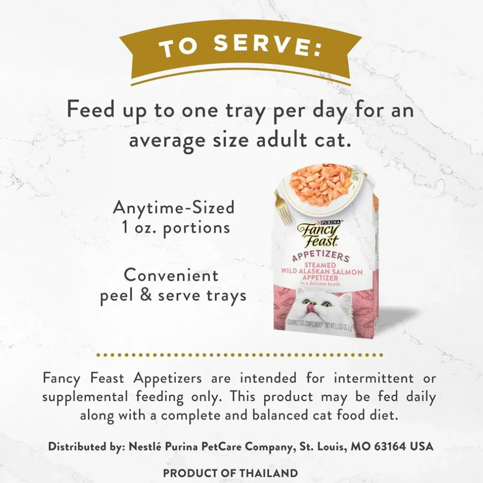 Fancy Feast Appetizers Wild Alaskan Salmon in a Delicate Broth Lickable Cat Treats, 1.1-oz tray, case of 10