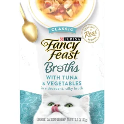 Fancy Feast Classic Broths with Tuna & Vegetables Supplemental Wet Cat Food Pouches, 1.4-oz pouch, case of 16