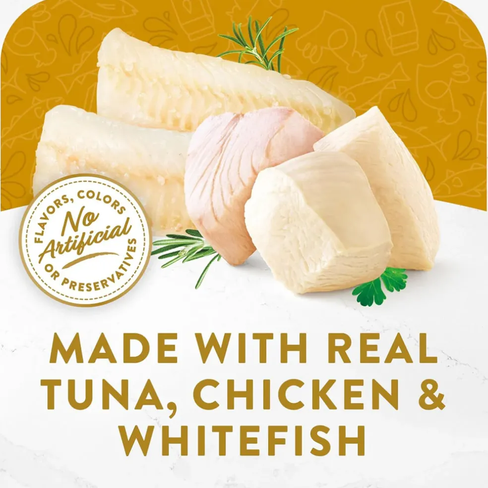 Fancy Feast Creamy Broths with Tuna, Chicken & Whitefish Supplemental Wet Cat Food Pouches, 1.4-oz, case of 16