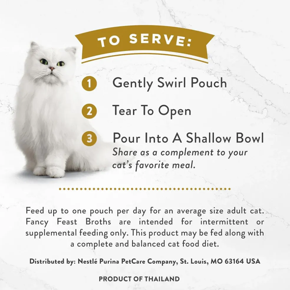 Fancy Feast Creamy Broths with Tuna, Chicken & Whitefish Supplemental Wet Cat Food Pouches, 1.4-oz, case of 16