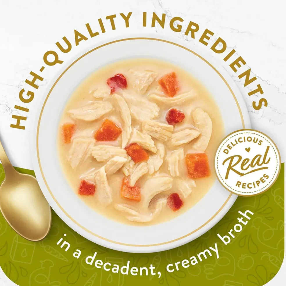 Fancy Feast Creamy Broths with Chicken & Vegetables Supplemental Wet Cat Food Pouches, 1.4-oz, case of 16
