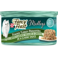 Fancy Feast Elegant Medleys Tender Turkey Primavera Wet Cat Food, 3-oz case of 24