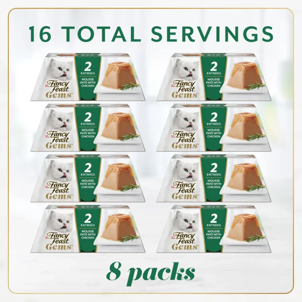 Fancy Feast Gems Mousse Pate Chicken & Gravy Halo Wet Cat Food (2 oz x 16 trays)