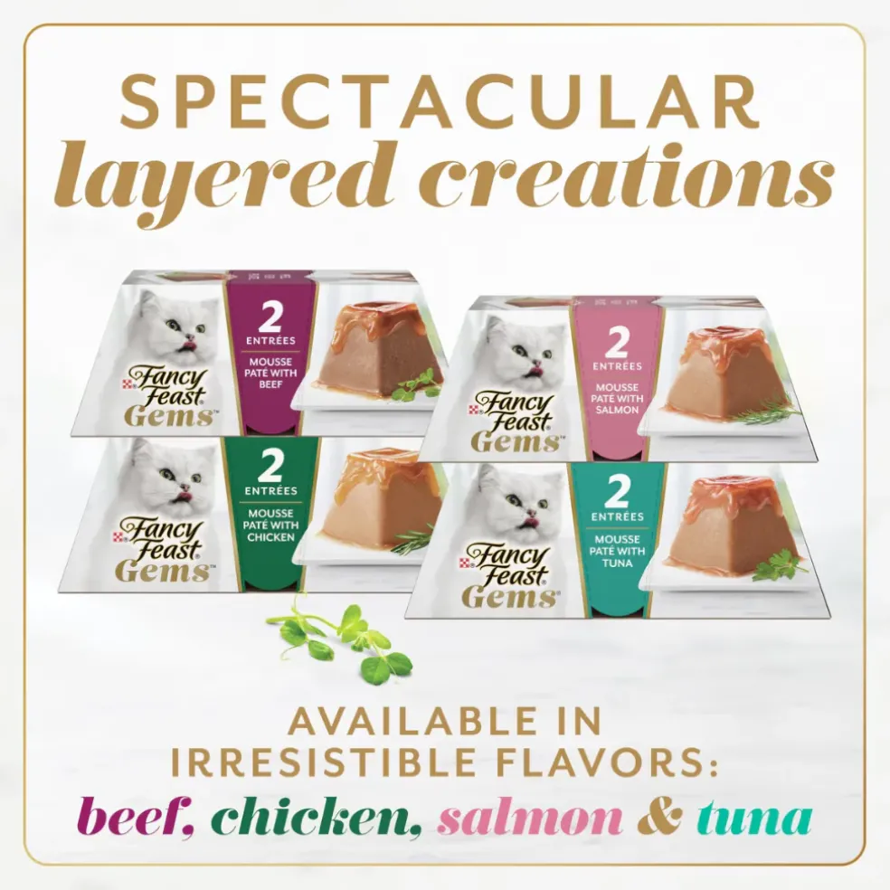 Fancy Feast Gems Mousse Pate Chicken & Gravy Halo Wet Cat Food (2 oz x 16 trays)
