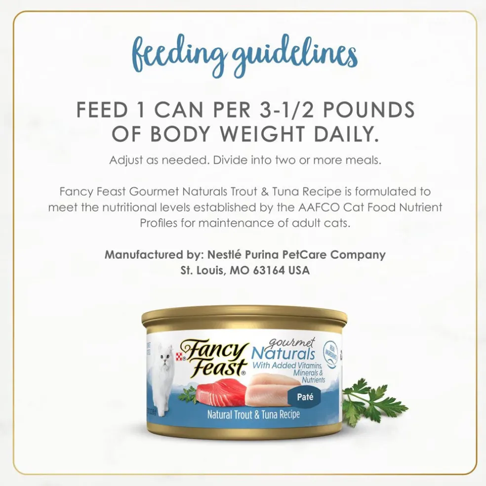 Fancy Feast Gourmet Naturals Trout & Tuna Recipe Pate Canned Cat Food, 3-oz, case of 12