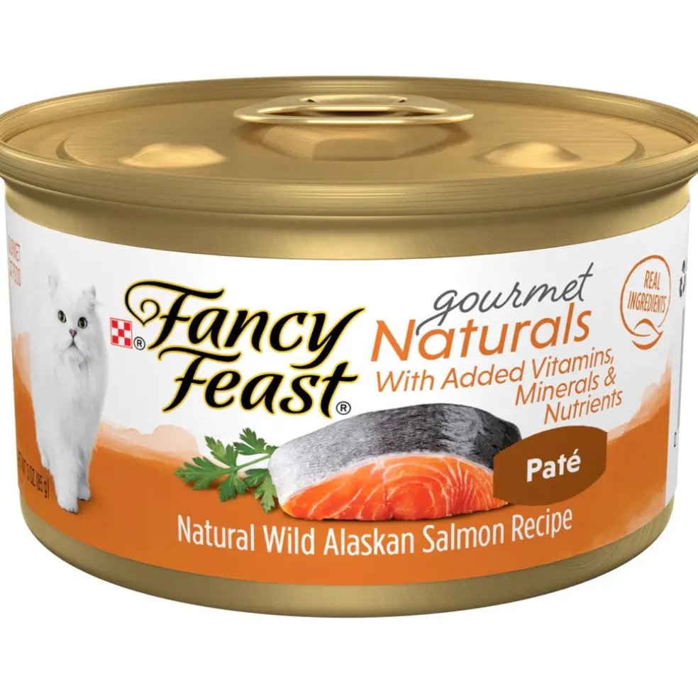 Fancy Feast Gourmet Naturals Wild Alaskan Salmon Recipe Pate Canned Cat Food, 3-oz, case of 12