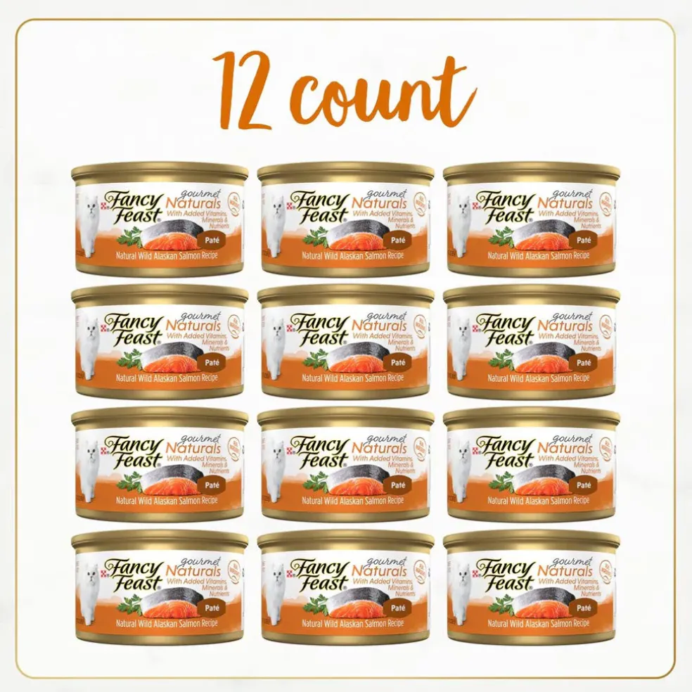 Fancy Feast Gourmet Naturals Wild Alaskan Salmon Recipe Pate Canned Cat Food, 3-oz, case of 12