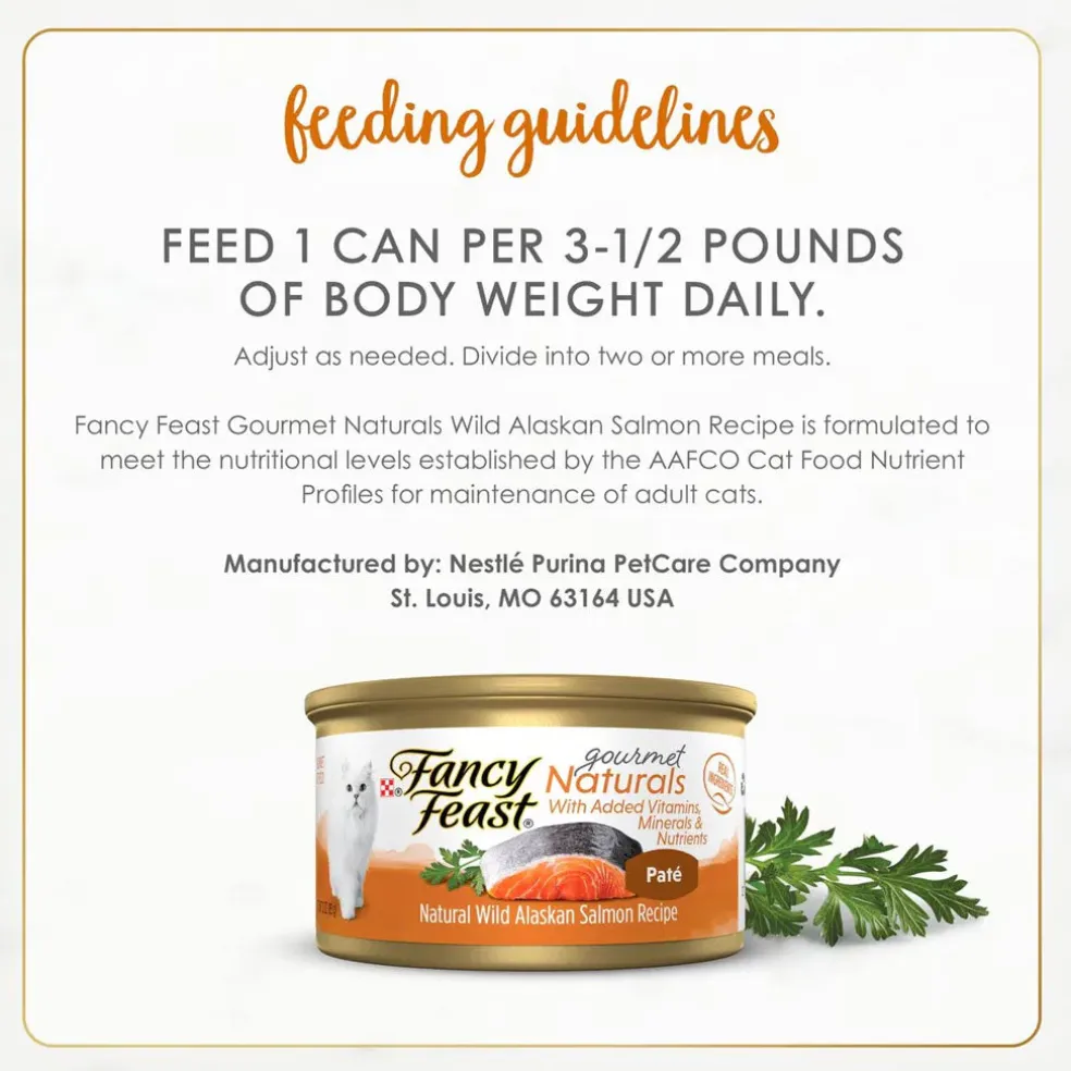 Fancy Feast Gourmet Naturals Wild Alaskan Salmon Recipe Pate Canned Cat Food, 3-oz, case of 12