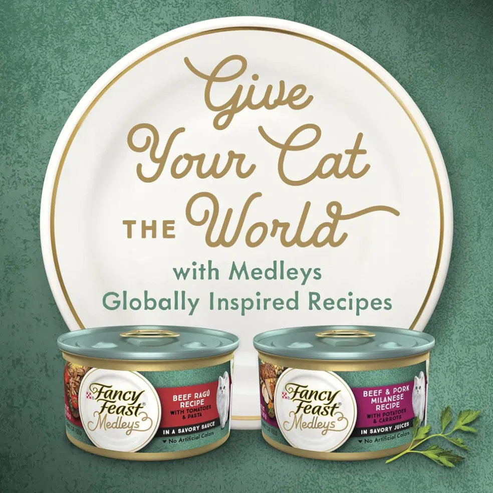 Fancy Feast Medleys Beef Ragu with Tomato & Pasta Wet Cat Food, 3-oz case of 24