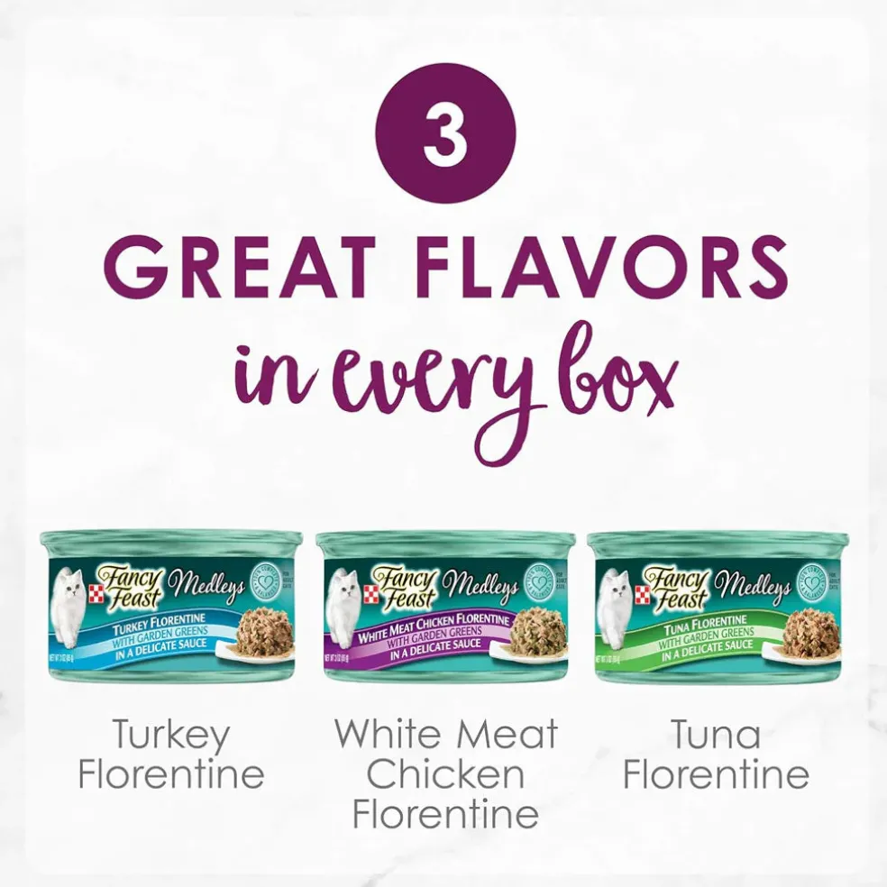 Fancy Feast Medleys Florentine Wet Cat Food Variety Pack, 3-oz case of 24