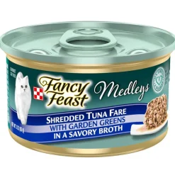 Fancy Feast Medleys Shredded Yellowfin Tuna in Broth Wet Cat food, 3-oz case of 24