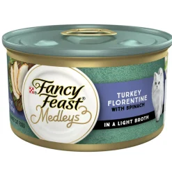 Fancy Feast Medleys Turkey Florentine in Sauce Wet Cat Food, 3-oz case of 24