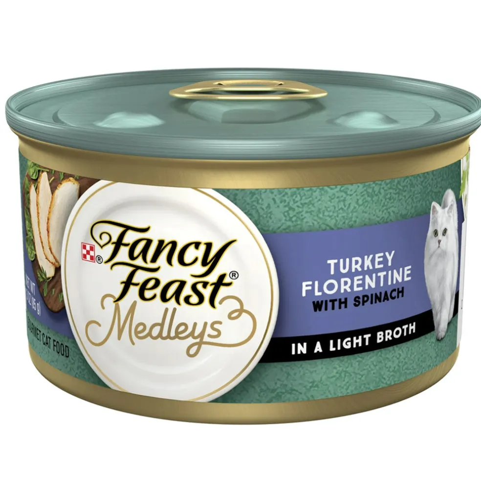 Fancy Feast Medleys Turkey Florentine in Sauce Wet Cat Food, 3-oz case of 24