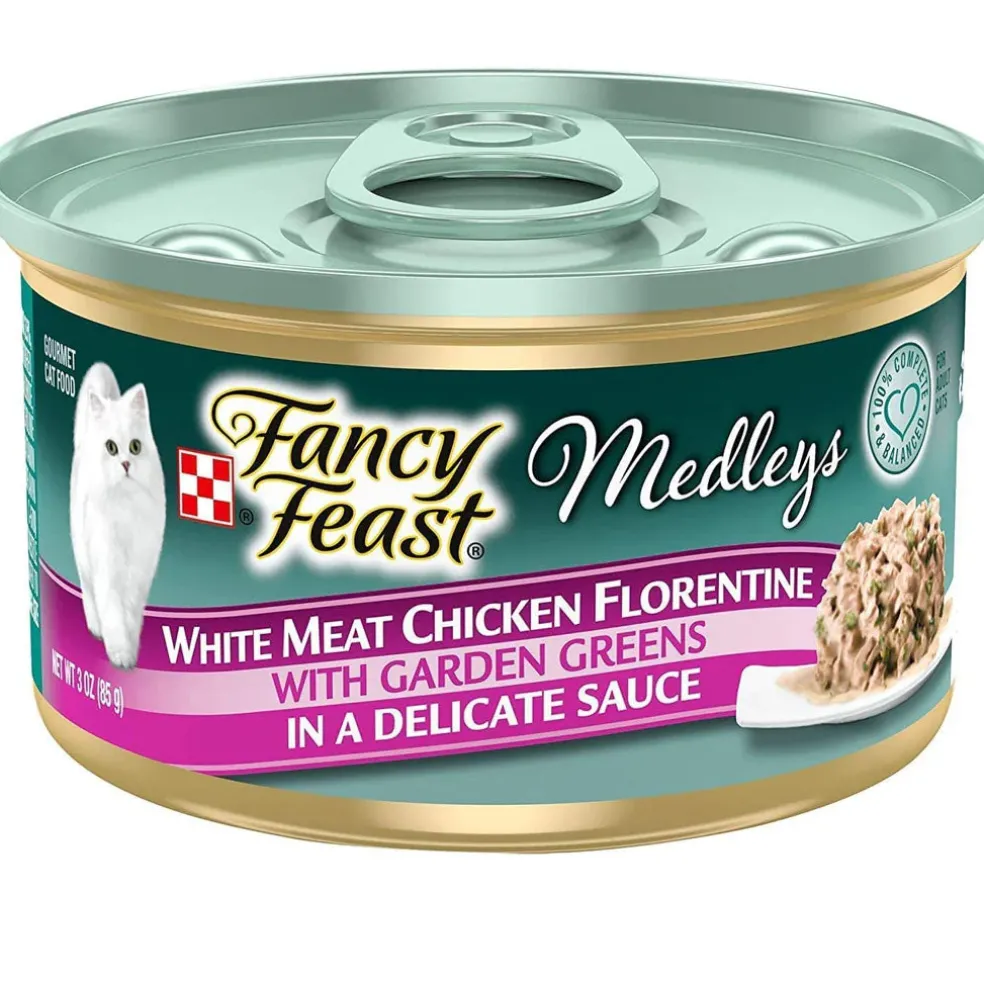 Fancy Feast Medleys White Meat Chicken Florentine in Sauce Wet Cat Food, 3-oz case of 24