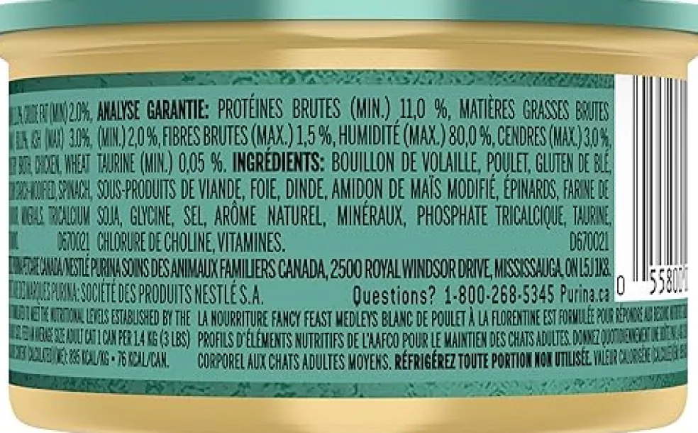 Fancy Feast Medleys White Meat Chicken Florentine in Sauce Wet Cat Food, 3-oz case of 24