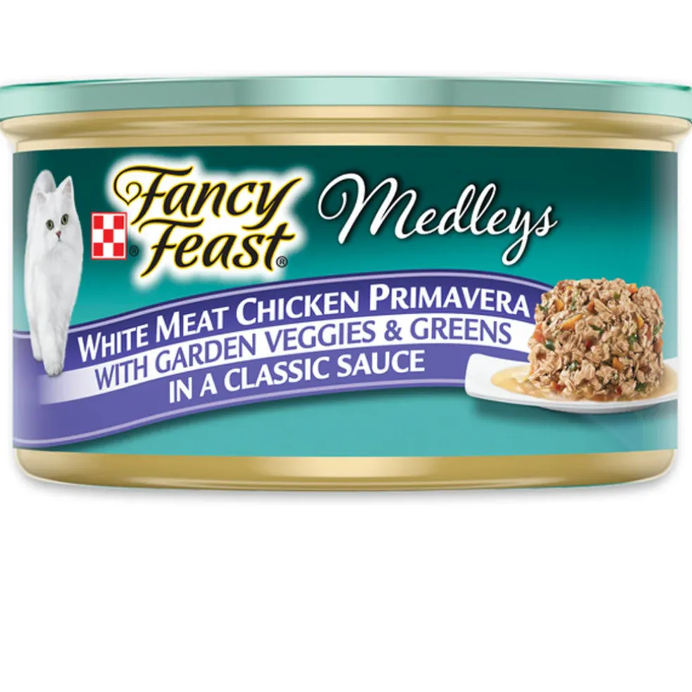 Fancy Feast Medleys White Meat Chicken Primavera in Sauce Wet Cat Food, 3-oz case of 24