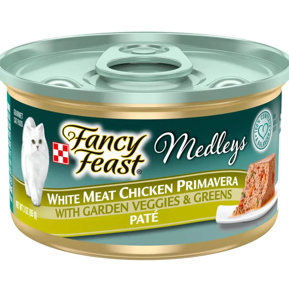 Fancy Feast Medleys White Meat Chicken Primavera Pate Wet Cat Food, 3-oz case of 24
